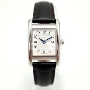Coach Swiss Tank Womens 19mm Watch Blue Hands Black Leather with New Battery